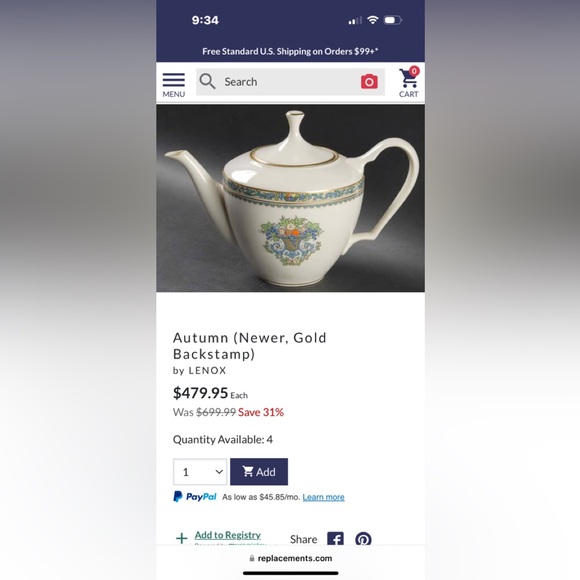 Lennox Teapot Autumn Vintage - Picture 11 of 11